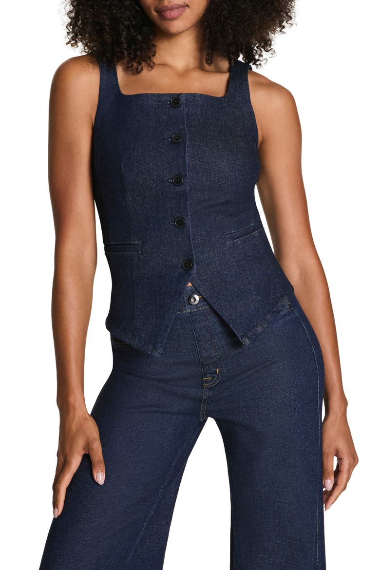 Cotton Blend Denim Top, Main, color, RAW INDIGO WASH