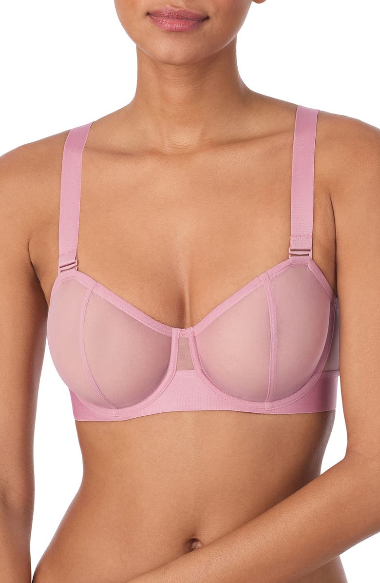 DKNY Sheers Strapless Underwire Bra, Alternate, color, Lilas