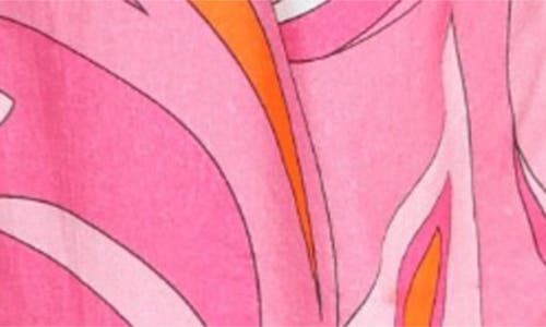 Apny Print Tie Waist Crop Wide Leg Pants In Pink