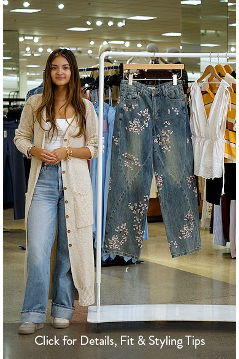 Floral Embroidery Straight Leg Jeans video