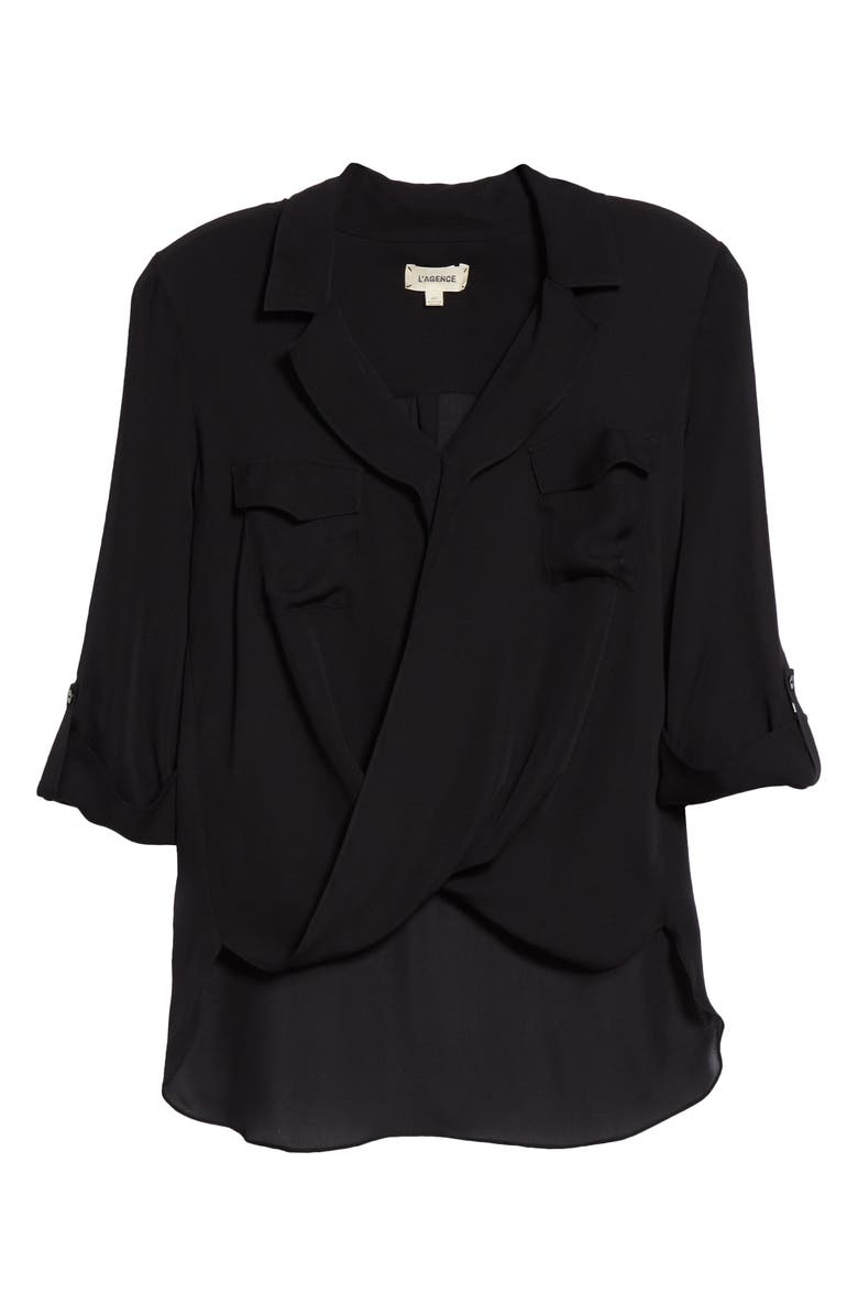 L'AGENCE Phoenix Surplice Silk Shirt, Alternate, color,