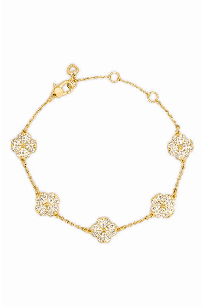 Pavé Scattered Clover Bracelet, Main, color, CLEAR/ GOLD