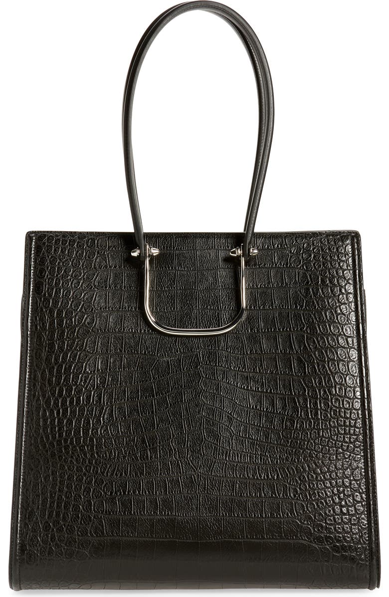 McQueen Alexander McQueen The Tall Story Croc Embossed Leather Tote, Alternate, color,