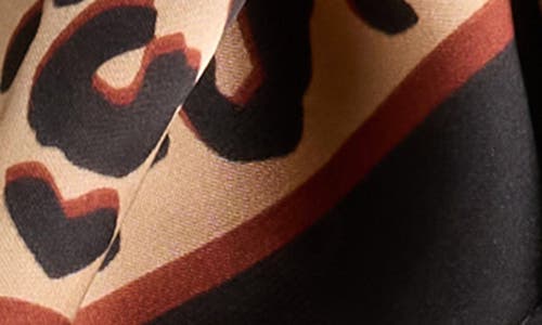Ellian Leopard Print Satin Square Scarf In Multi