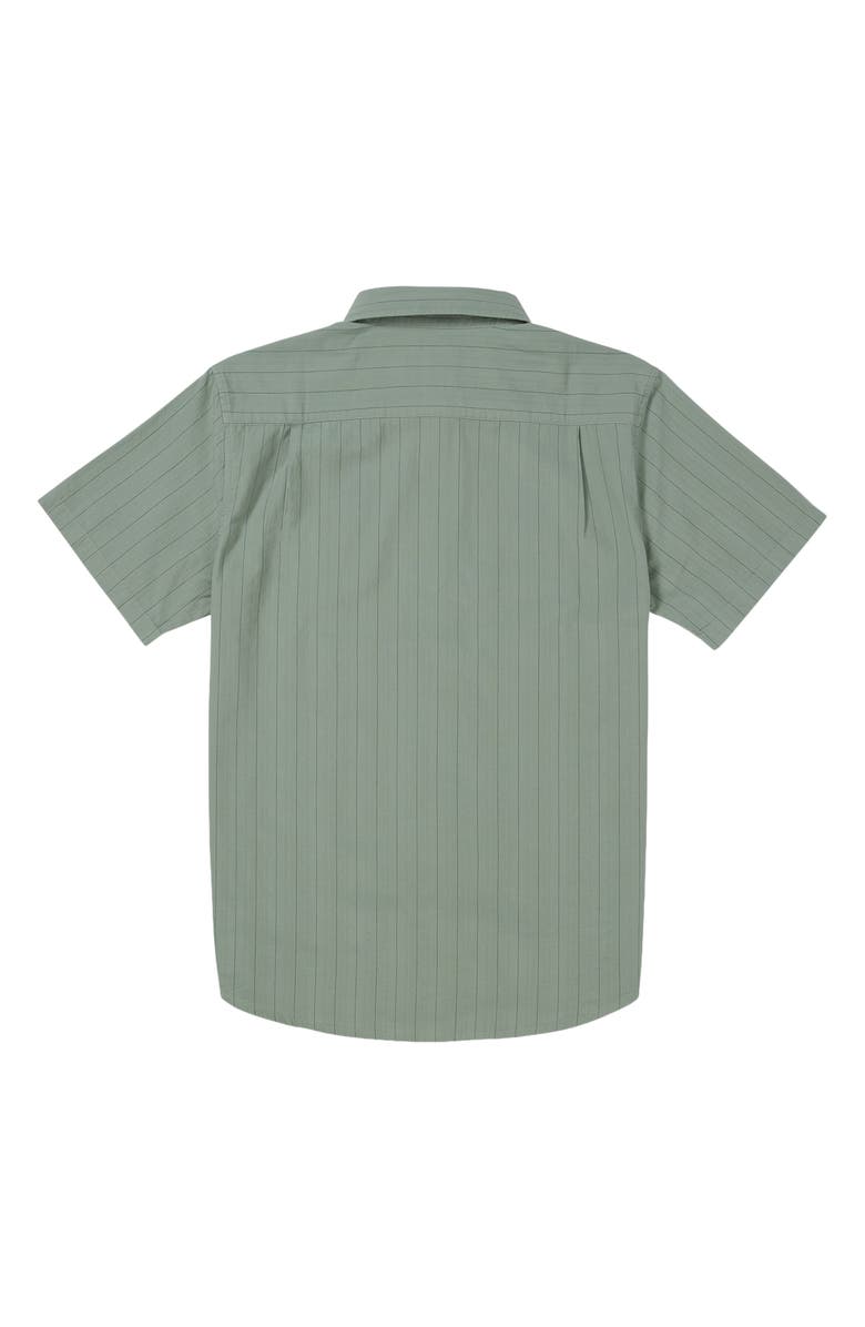 Quiksilver Dobby Stripe Classic Short Sleeve Cotton Button-Up Shirt, Alternate, color, Lily Pad
