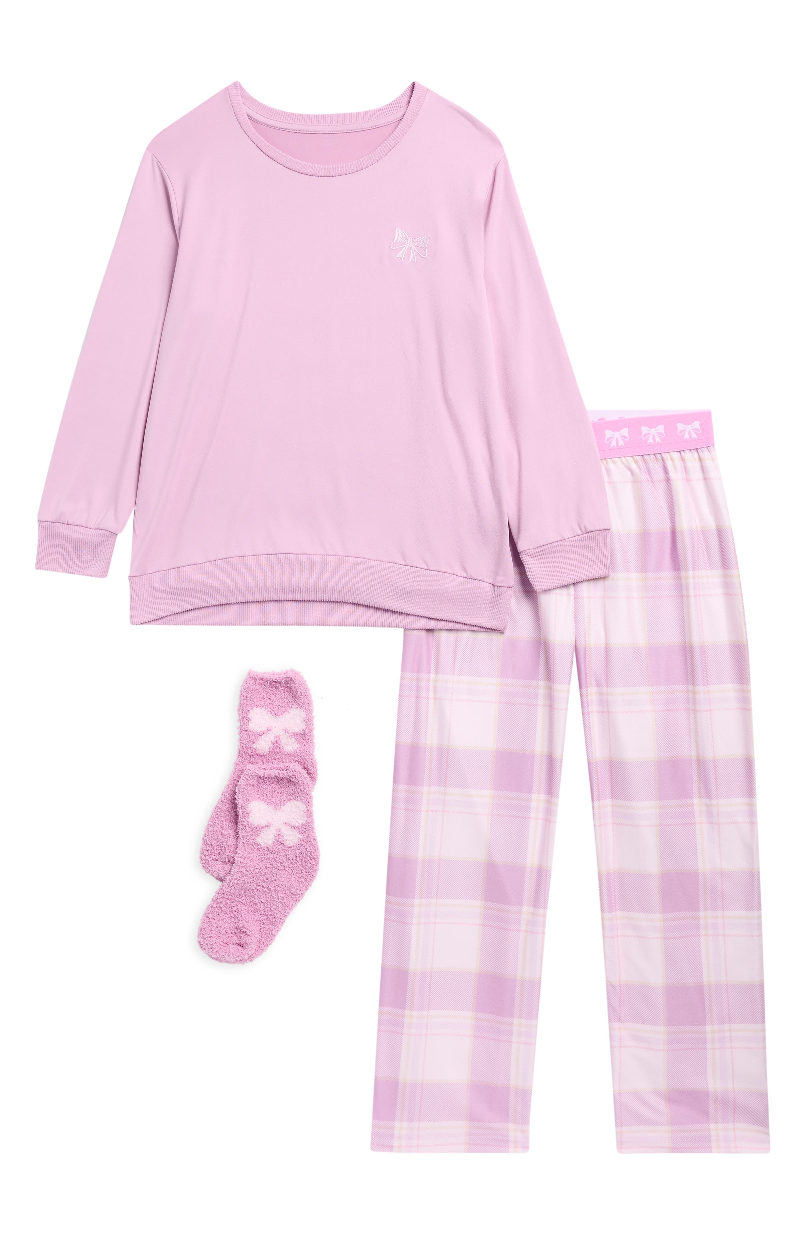 Sleep On It Kids' 3-piece Pajamas & Socks Set In Pink
