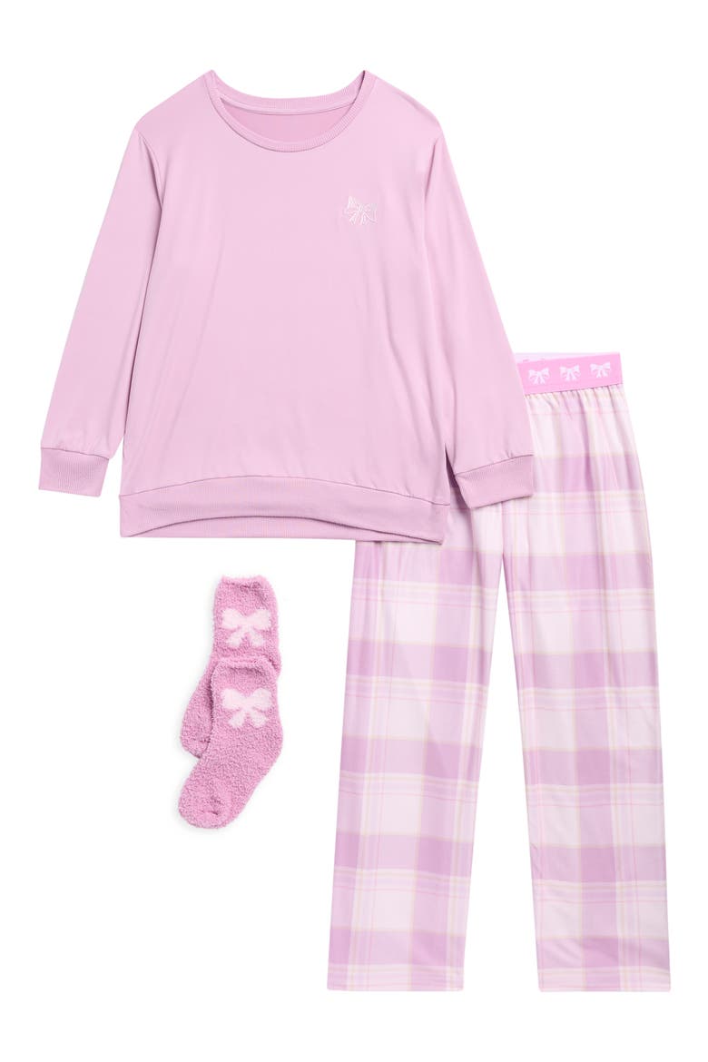 Kids' 3-Piece Pajamas & Socks Set, Main, color, PURPLE