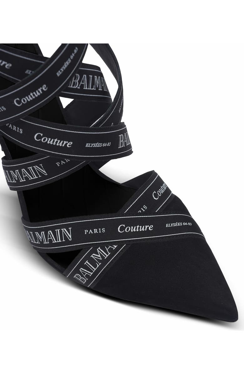 Balmain Couture Suede Heels With Balmain Ribbon Motif, Alternate, color,
