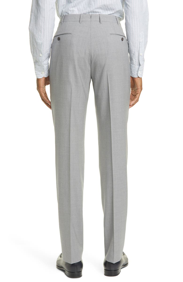ZEGNA Ermenegildo Zegna High Performance Flat Front Solid Wool Dress Pants, Alternate, color,