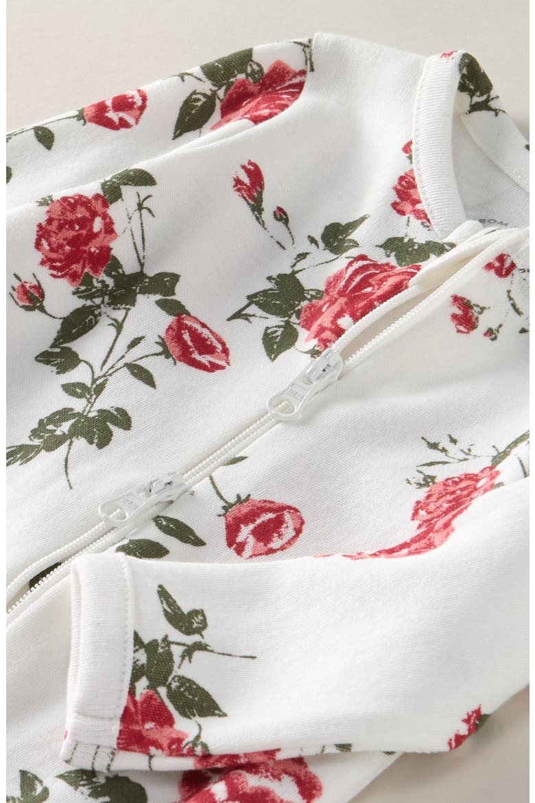 Print Cotton Footie Romper, Alternate, color, IVORY EGRET MOOD FLORAL