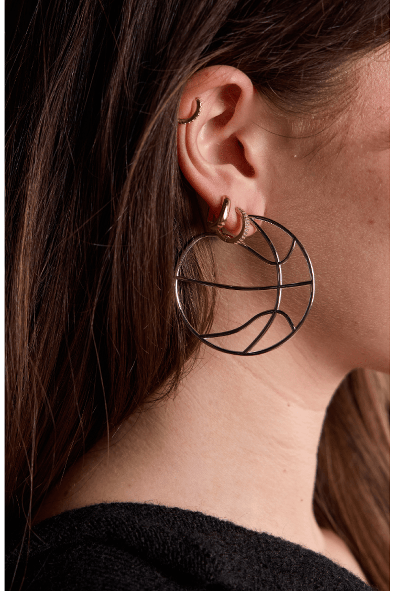 Basketball Hoops Earrings, Alternate, color, Silver