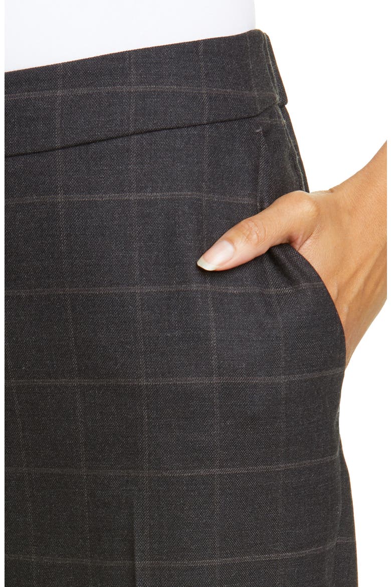 Windowpane Plaid Stretch Wool Ankle Pants, Alternate, color, CHARCOAL