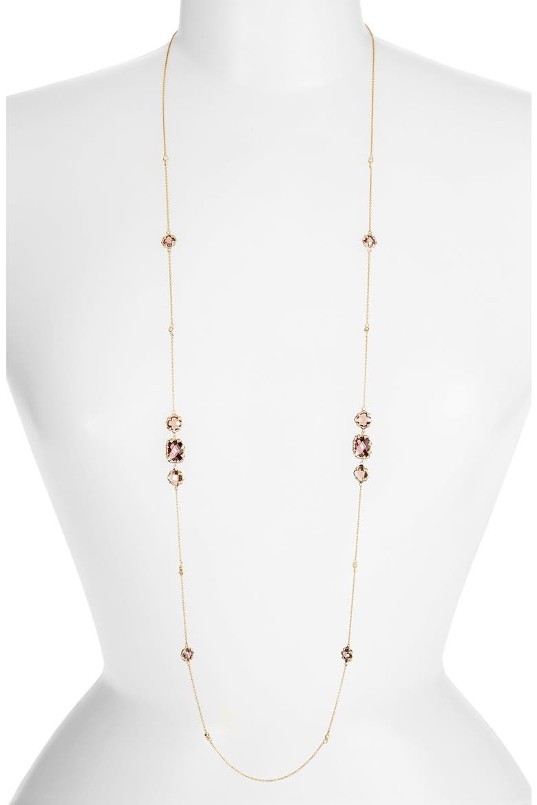Semiprecious Stone Long Station Necklace, Main, color, PINK/ BURGUNDY