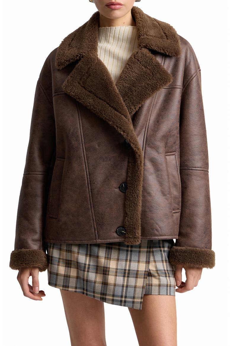 Faux Shearling Jacket, Main, color, UMBRIA