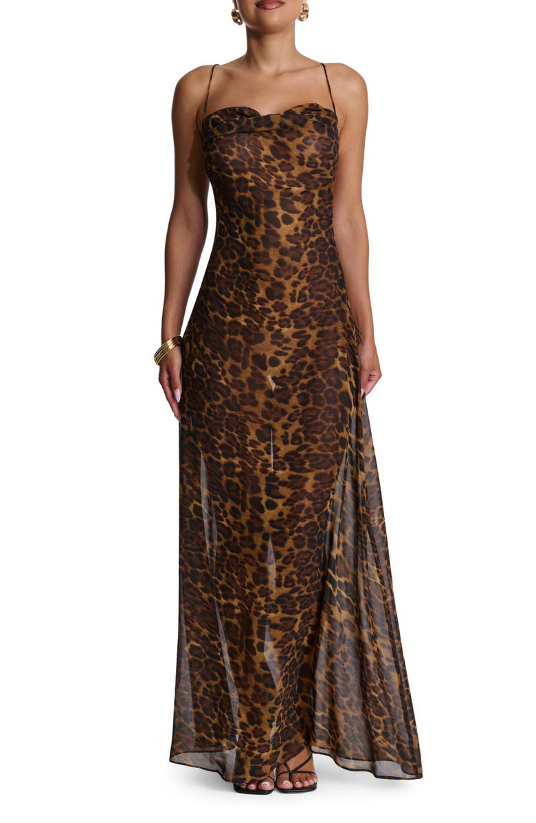 Naked Wardrobe Strappy Open Back Chiffon Maxi Dress, Main, color,