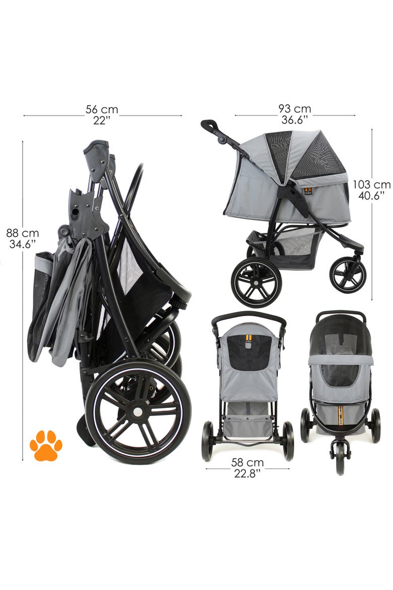 Cooper Pet 3 Wheeler Stroller, 33 Pound Capacity, Alternate, color, Gray
