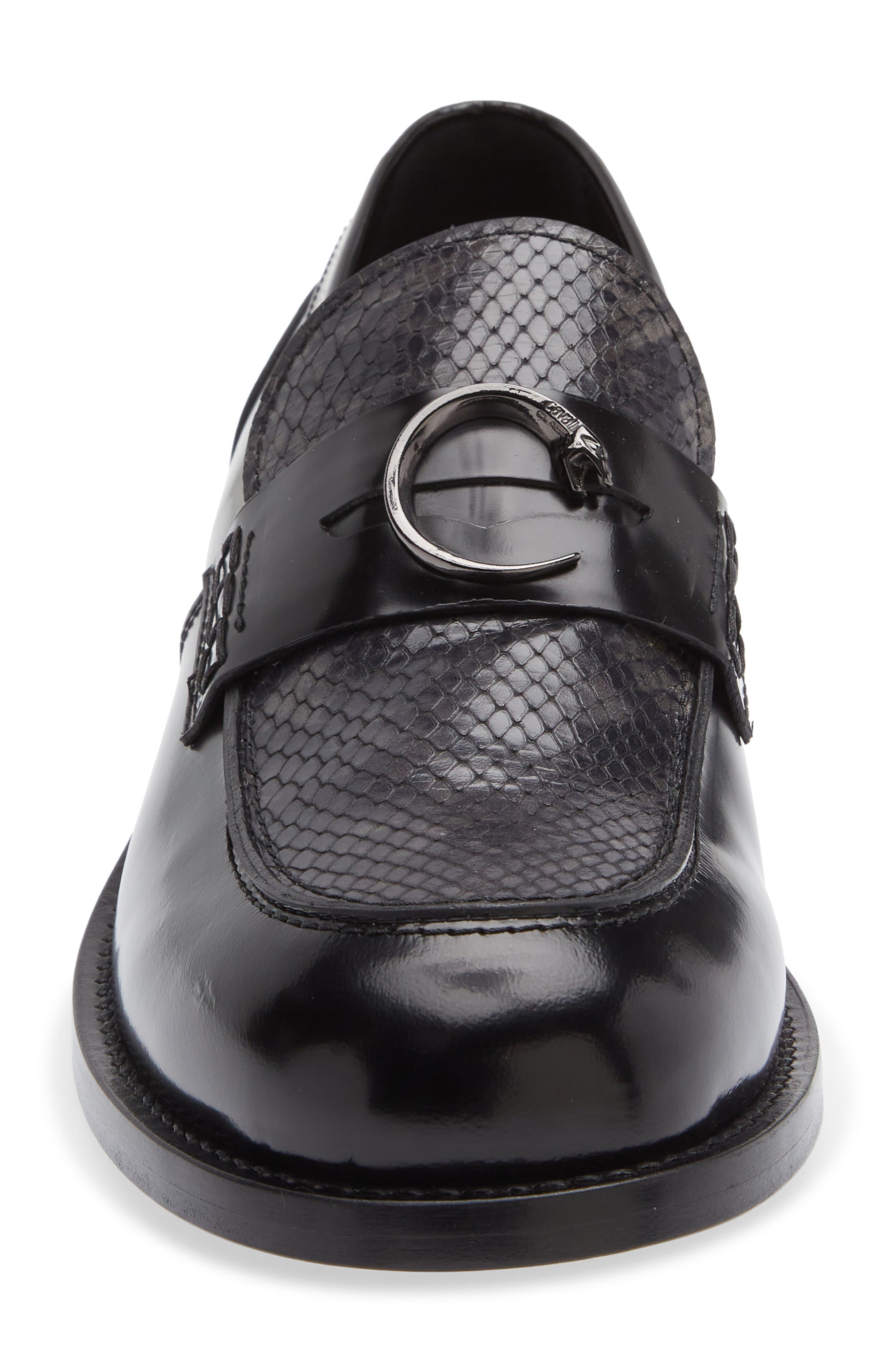 Ford Snake Embossed Leather Loafer, Alternate, color, BLACK/ DARK GREY