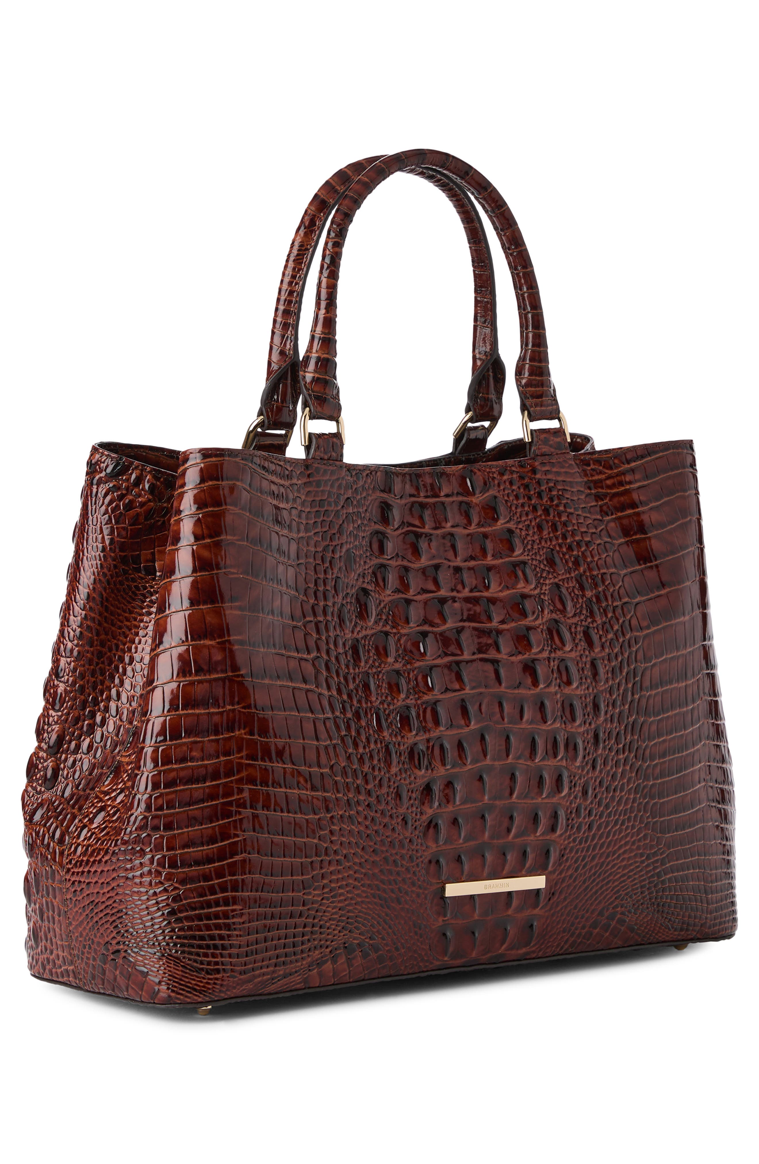 Denise Croc Embossed Leather Tote, Alternate, color, PECAN
