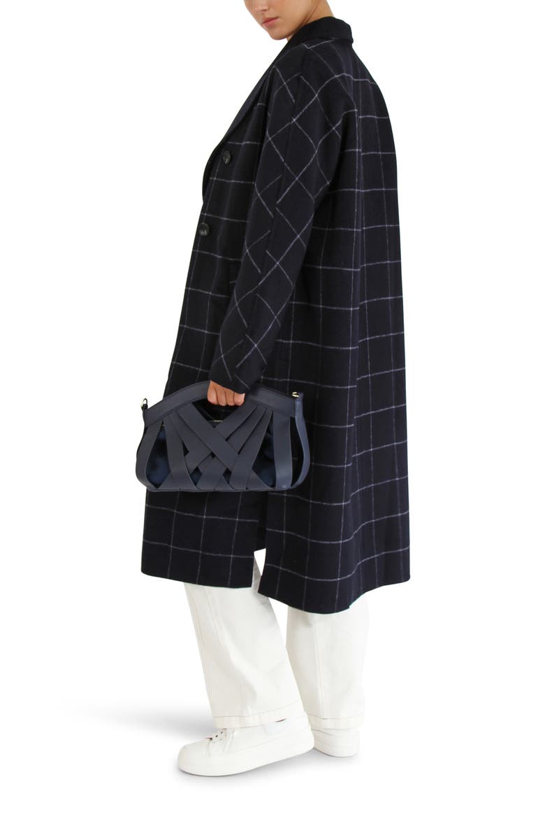 Guest List Windowpane Plaid Wool Blend Coat, Alternate, color, NAVY PLAID