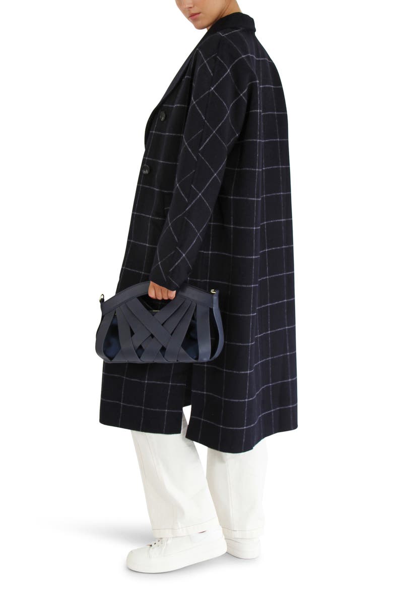 Belle & Bloom Guest List Windowpane Plaid Wool Blend Coat, Alternate, color, Navy Plaid