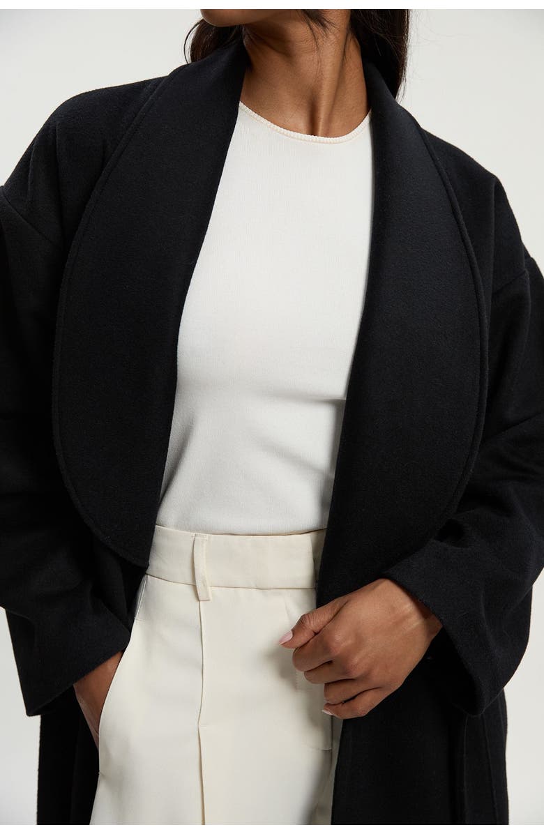 Karen Millen Brushed Wool Wrap Tailored Maxi Coat, Alternate, color, Black