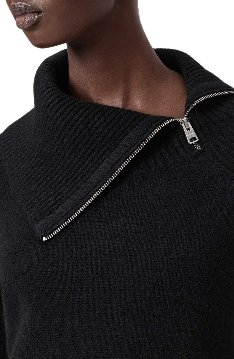 AllSaints Jax Sweater & Pleated Satin Dress Set, Alternate, color, Black