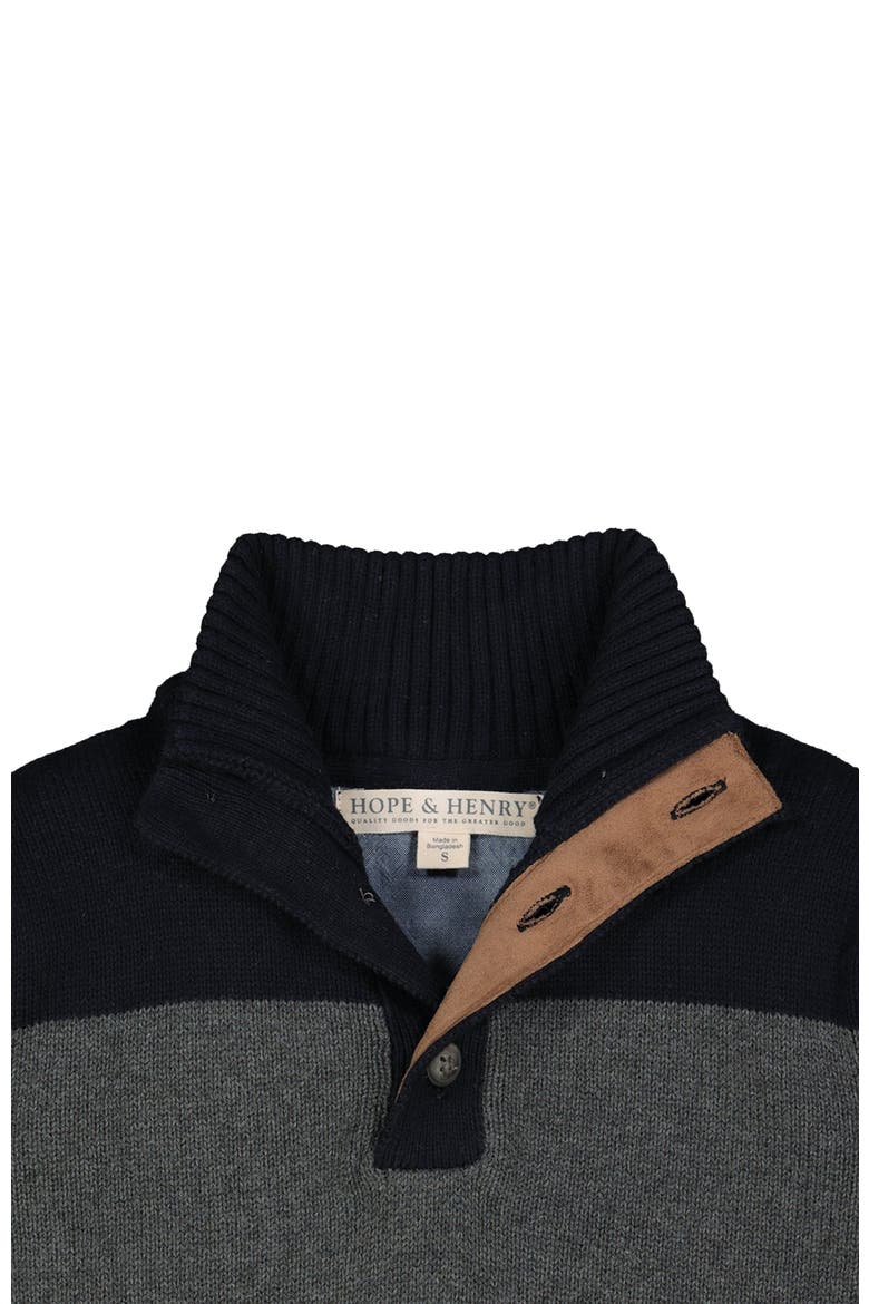 Boys' Organic Contrast Sweater with Elbow Patches, Kids, Alternate, color, Charcoal Heather and Black