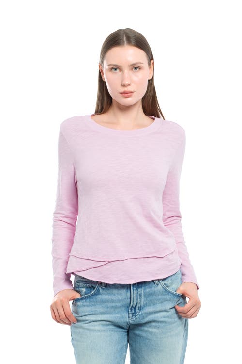 Wilt Clothing Long Sleeve Mock Layer Tee In Purple