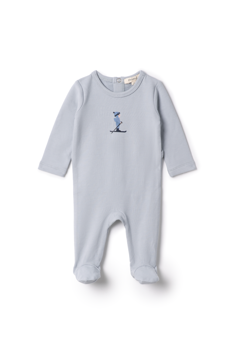 Fragile Ski Print French Fleece Romper, Alternate, color, Cloud