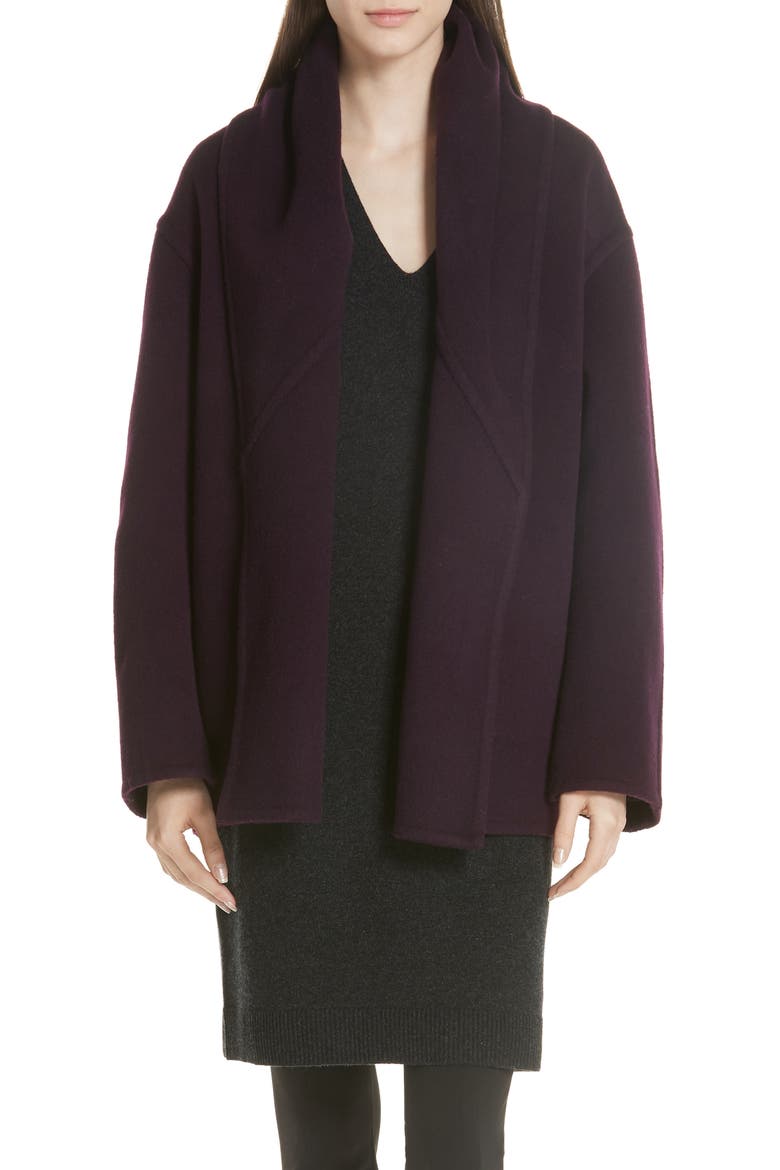 Reversible Shawl Collar Coat, Main, color, DARK MULBERRY