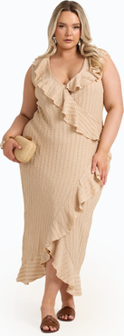 FASHION-SZN CURVE Ruffle Wrap Sleeveless Midi Dress