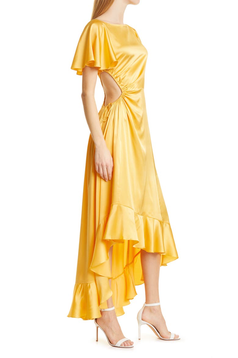 Patti High-Low Cutout Silk Dress, Alternate, color, SUNSET