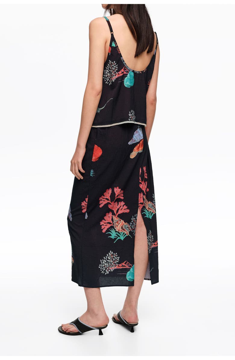 Bimba y Lola Wrinkled Midi Skirt, Alternate, color, Tortuga Black