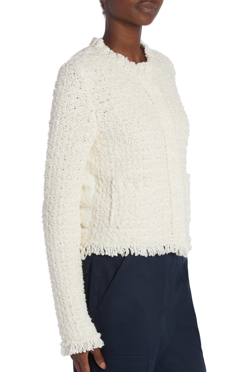 Moncler Textured Knit & Quilted Nylon Cardigan, Alternate, color, 