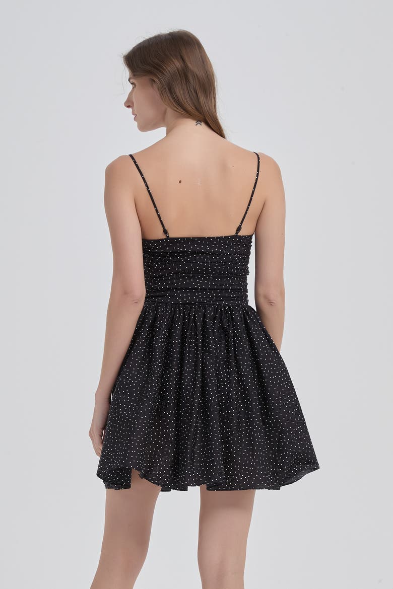 Reverie Twist Front Ruched Cotton Mini Dress, Alternate, color, Black