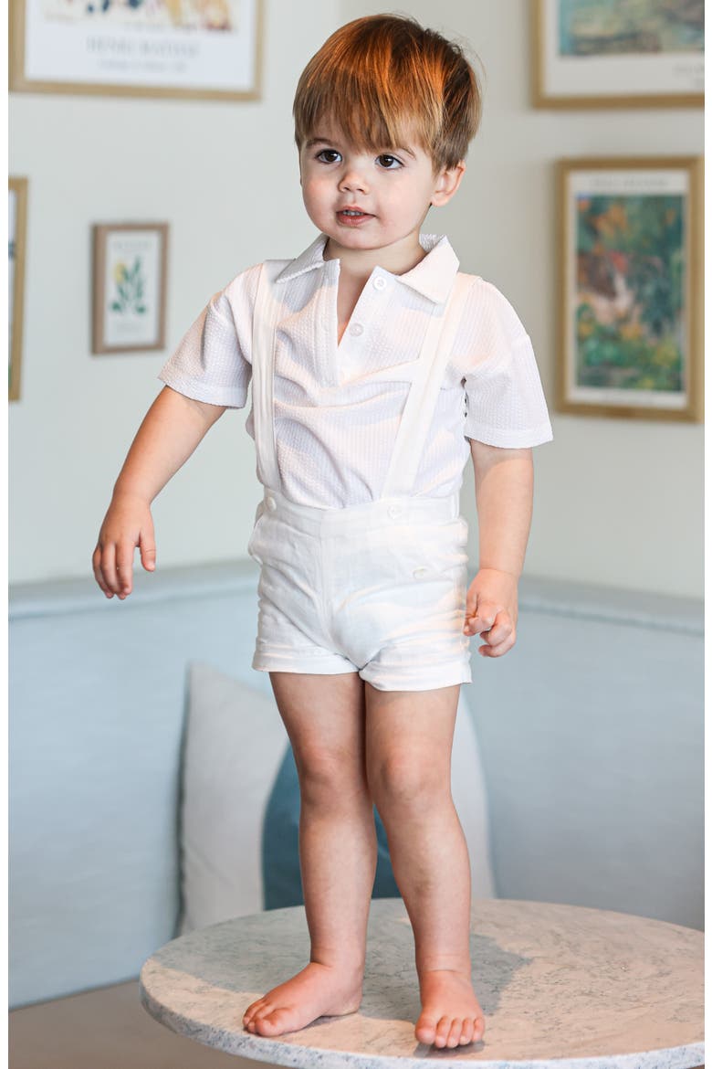 Kids' Delicate Floral Shortalls, Alternate, color, IVORY