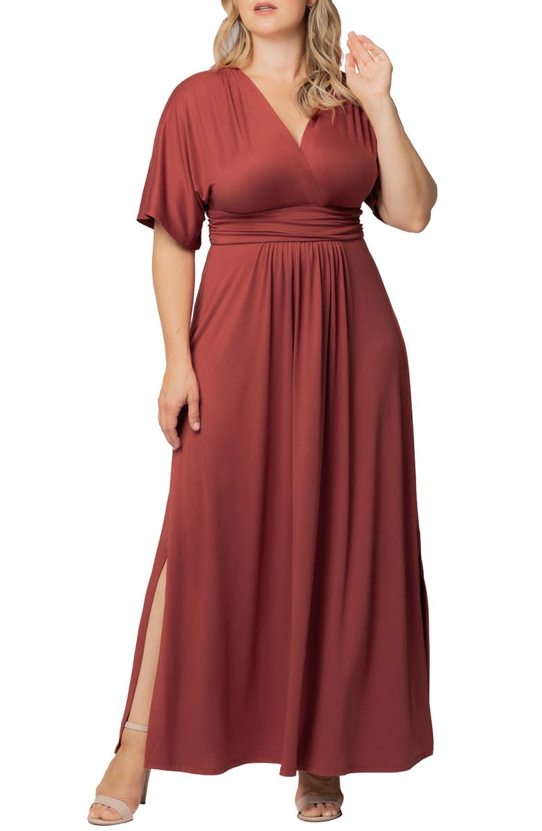 Kiyonna Vienna Maxi Dress, Main, color, Terracotta