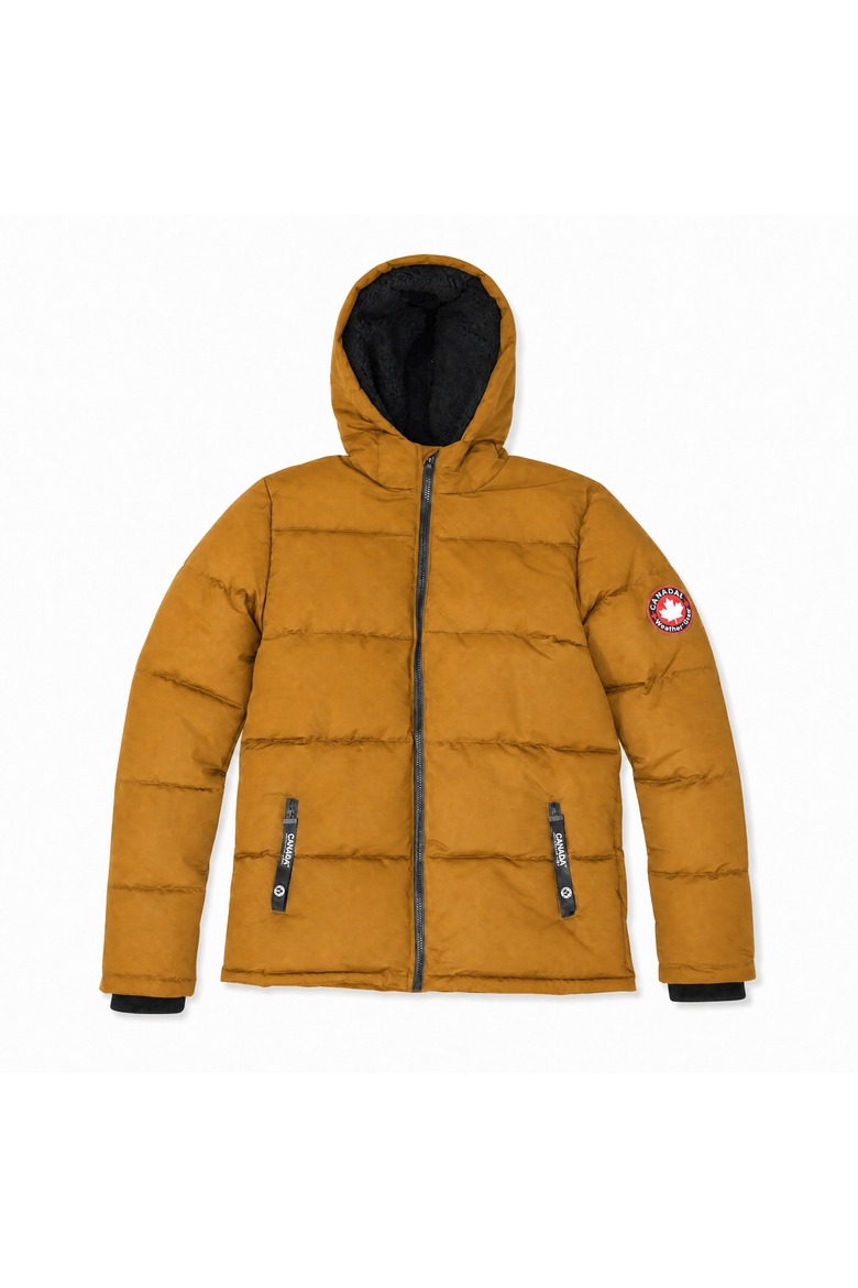Men's Fleece Lined Hooded Bubble Puffer Jacket, Alternate, color, Timber