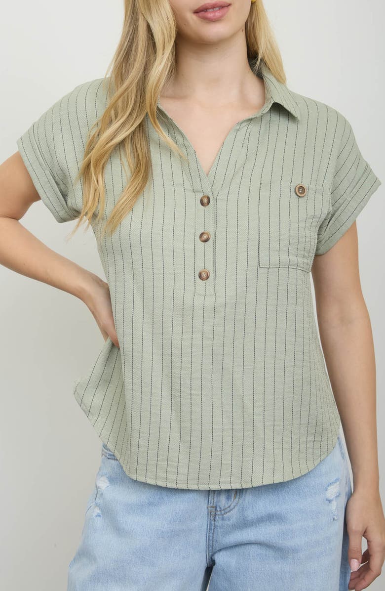 Blu Pepper Stripe Pocket Shirt, Main, color, Light Olive