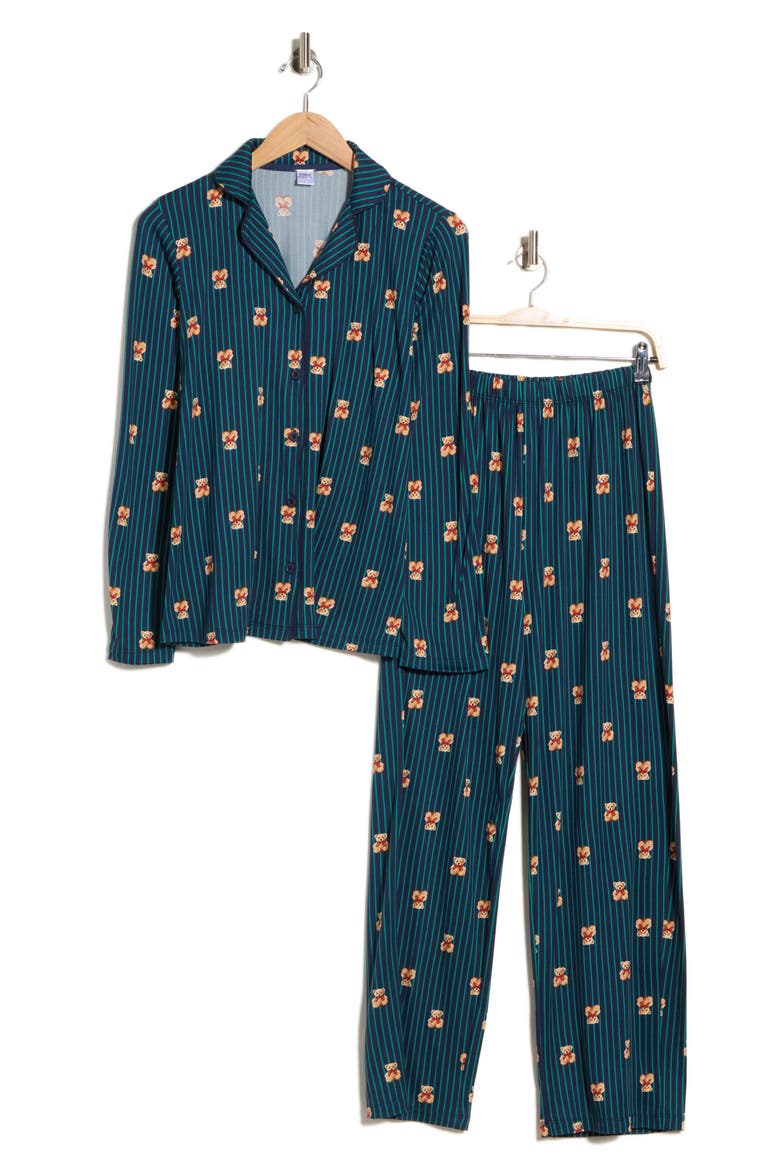 Notch Collar Pajamas, Alternate, color, BLUE SPRUCE BEARS