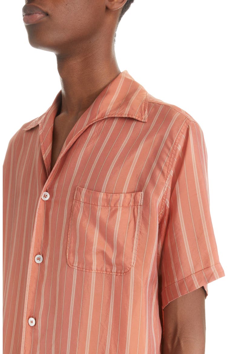 Stripe Cupro Twill Button-Up Shirt, Alternate, color, PINK