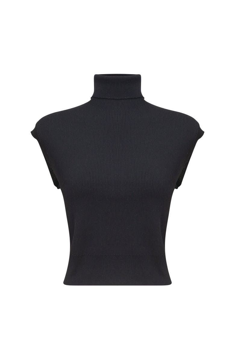 QEW Turtleneck Ribbed Knit Sleeveless Vest, Main, color, Black