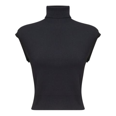 Turtleneck Ribbed Knit Sleeveless Vest