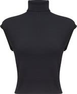 QEW Turtleneck Ribbed Knit Sleeveless Vest