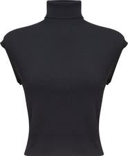 QEW Turtleneck Ribbed Knit Sleeveless Vest
