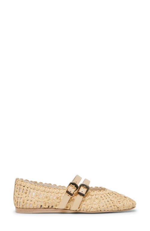 Dolce Vita Women's Baylee Sunflower Wide Width Woven Double Buckle Mary Jane Flats In Light Natural Macrame
