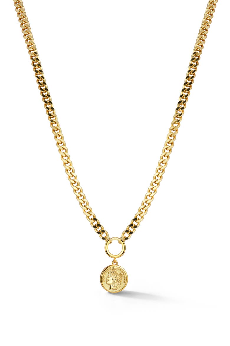 Coin Pendant Necklace, Main, color, GOLD