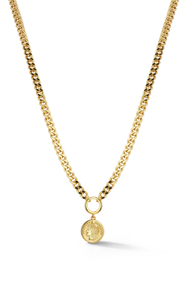 CHLOE AND MADISON Coin Pendant Necklace, Main, color, Gold