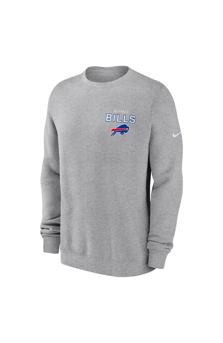 Nike Men's Nike Heather Gray Buffalo Bills Primetime Club Fleece Pullover Sweatshirt, Alternate, color, Heather Gray