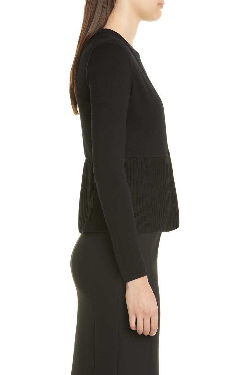 BOSS Faly Ribbed Peplum Wool Blend Cardigan, Alternate, color, 